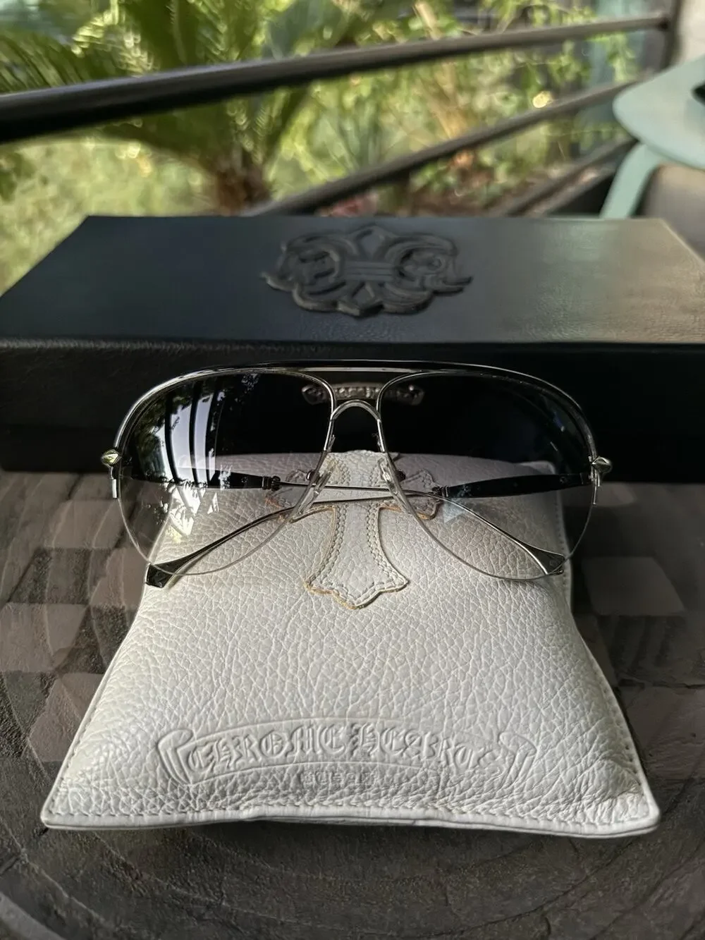 Chrome Hearts SPANKED Sunglasses Silver Black Rare Vintage Discontinued Aviator